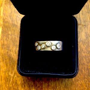 Epic, rare, custom, EUC sterling band sz 8 with 5 channel set genuine diamonds
